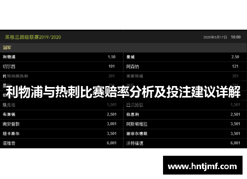 利物浦与热刺比赛赔率分析及投注建议详解